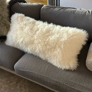 Crate&Barrel Mongolian Sheepskin 36” X 16” Throw Pillow & Insert (retired color)